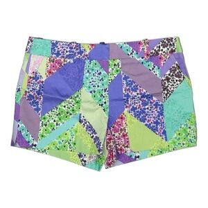 Trina Turk $213 NWT Corbin Patchwork Shorts Size 8 Colorful Chevron Print
